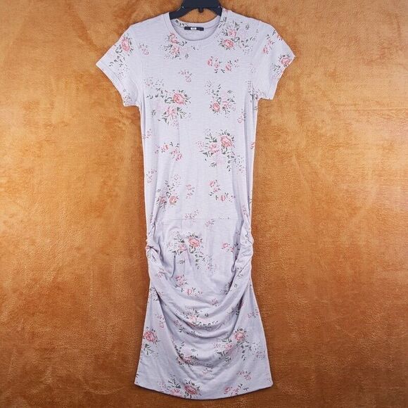 MONROW Womens Dress Maternity Large Gray Flower Pullover T-Shirt Casual - Picture 1 of 7